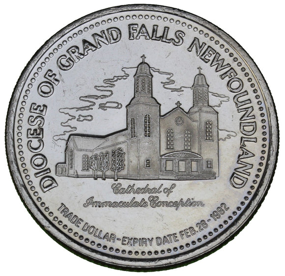 1982 - Grand Falls - $1 Municipal Trade Token - UNC