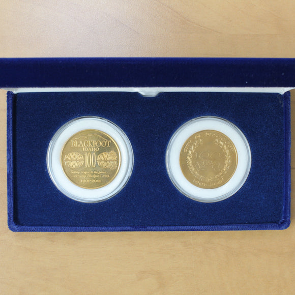 2001 - Blackfoot Idaho - 100 Years Medal - Set of Two - retail $15