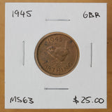 1945 - Great Britain - 1 Farthing - MS63 - retail $25