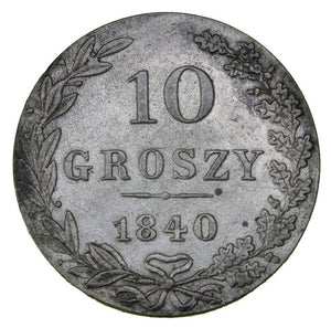 1840 - Poland -  10 Groszy - MW