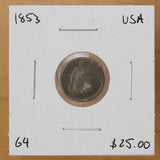 1853 - USA - 1/2 Dime - VG10 - retail $25