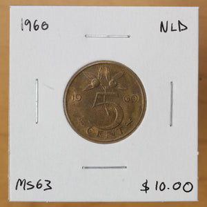 1960 - Netherlands - 5 Cents - MS63