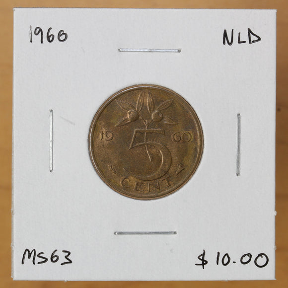1960 - Netherlands - 5 Cents - MS63