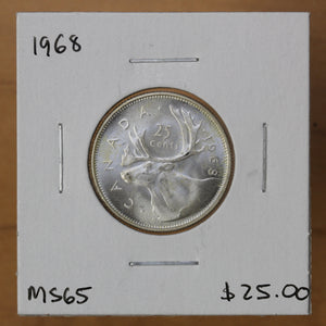 1968 - Canada - 25c - Silver - MS65 - retail $25