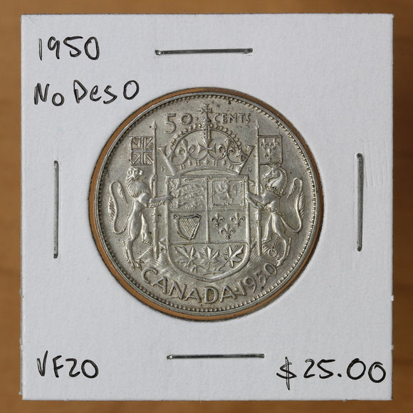 1950 - Canada - 50c - No Des 0 - VF20 - retail $25