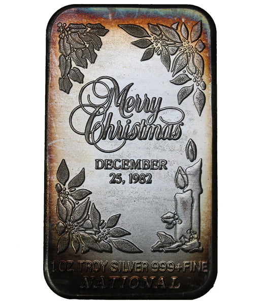 1 oz - National Mint - Merry Christmas 1982 - Fine Silver Bar – MK