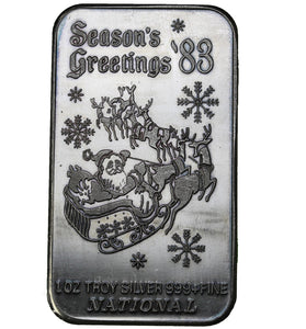 1 oz - National Mint - Season's Greetings 1983 - Fine Silver Bar