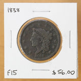 1838 - USA - 1c - F15 - retail $56