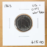 1863 - US Civil War Token - retail $15