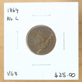 1864 - USA - 1c - Bronze No L - VG8 - retail $25