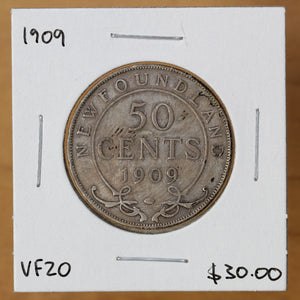 1909 - Newfoundland - 50c - VF20 - retail $30