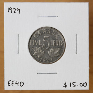 1929 - Canada - 5c - EF40 - retail $15