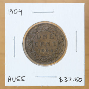 1904 - Canada - 1c - AU55 - retail $37.50
