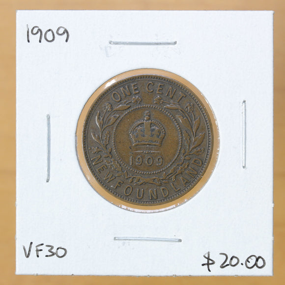 1909 - Newfoundland - 1c - VF30 - retail $20
