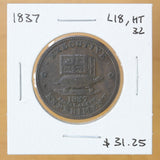 1837 - USA - Hard Times Token - Executive Experiment (L18, HT32) - retail $31.25