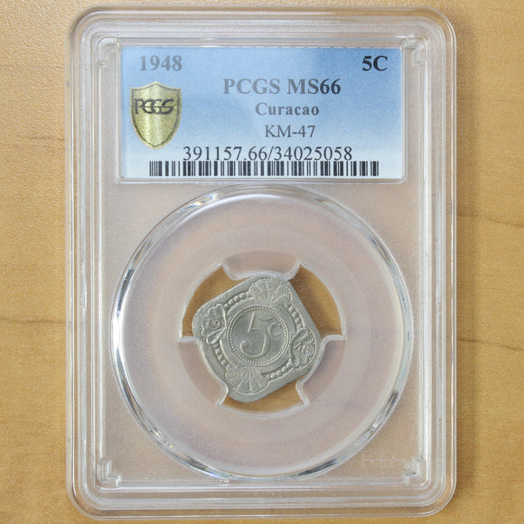 1948 - Curacao - 5 Cents - MS66 PCGS - retail $100