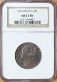 1844 - Jersey - 1/26 Shilling - MS63 BN NGC