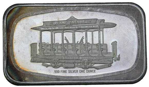 1 oz - Cleveland City Cable Railway - Fine Silver Bar