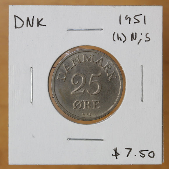 1951 (h) N; S - Denmark - 25 Ore - UNC - 50% OFF!