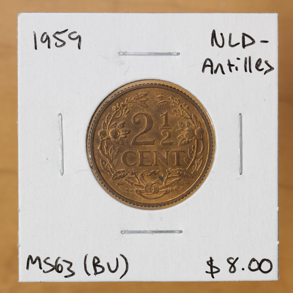 1959 - Netherlands Antilles - 2 1/2 Cents - MS63 (BU) - 50% OFF!