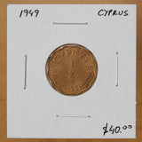 1949 - Cyprus - 1/2 Piastres - BU - retail $40