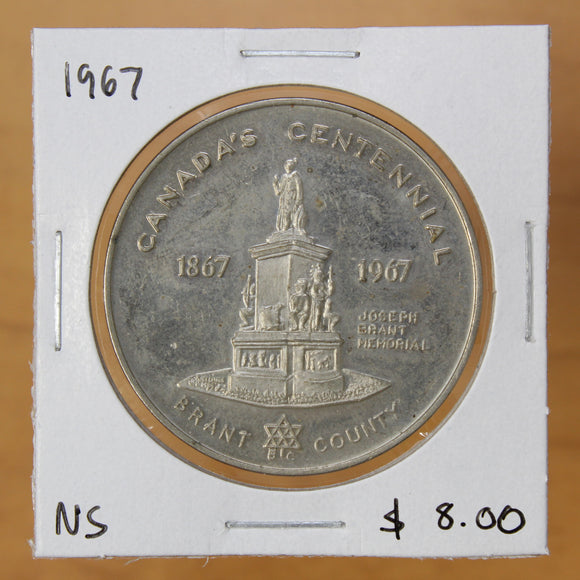 1967 - Brantford - Centennial Medal - Nickel Silver