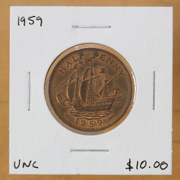 1959 - Great Britain - 1/2 Penny - UNC - retail $10