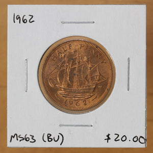 1962 - Great Britain - 1/2 Penny - MS63 (BU) - retail $20