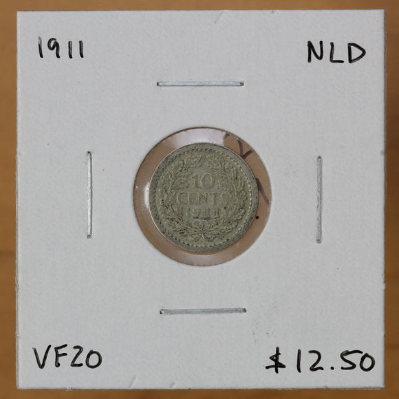 1911 - Netherlands - 10 cents - VF20
