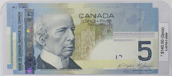 2006 - Canada - 5 Dollars - Jenkins / Carney - 2 pcs 0.487M-0.488M - APN0487548 APN0487549
