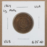 1864 - USA - 2c - Lg Motto - VG8 - retail $21