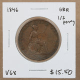 1846 - Great Britain - 1/2 Penny - VG8 - retail $15.50