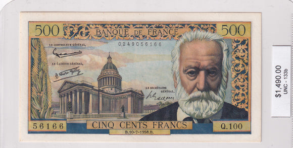1958 - France - 500 Francs - 0249056166