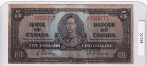 1937 - Canada - 5 Dollars -  Gordon / Towers - T/C 3553777