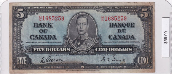 1937 - Canada - 5 Dollars -  Gordon / Towers - N/C 1685259