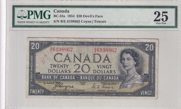 1954 - Canada - Devil's Face - 20 Dollars - Coyne / Towers - B/E 6198862