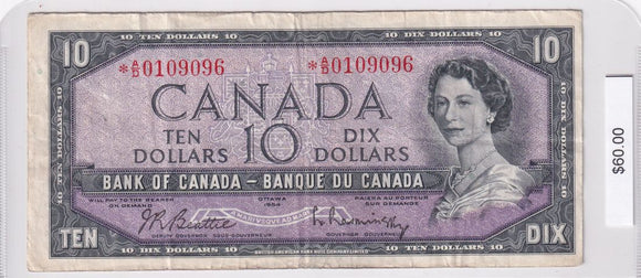 1954 - Canada - 10 Dollars - Beattie / Rasminsky - *A/D 0109096