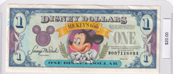1993 - Disney's Dollar - Mickey's 65th - D00711609A