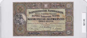 1949 - Switzerland - 5 Franken - SERIE 46 C 099234