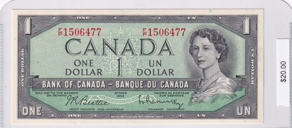 1954 - Canada - 1 Dollar - Beattie / Rasminsky - F/P 1506477