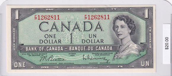1954 - Canada - 1 Dollar - Beattie / Rasminsky - F/P 1262811
