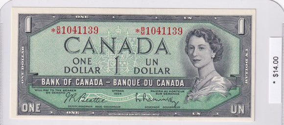 1954 - Canada - 1 Dollar - Beattie / Rasminsky - *B/M 1041139