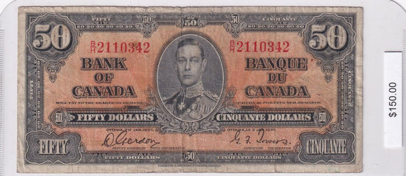 1937 - Canada - 50 Dollars - Gordon / Towers - B/H 2110342