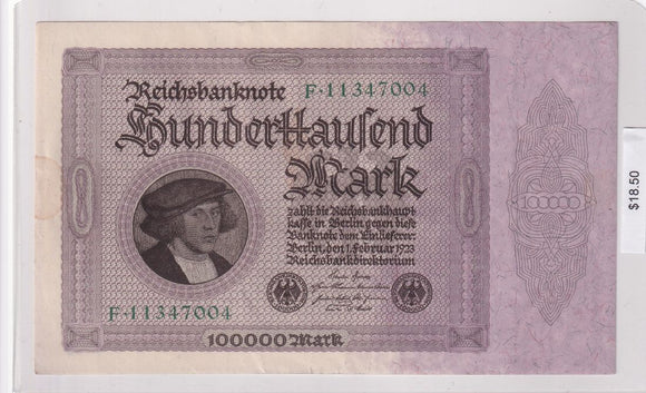 1923 - Germany - 100,000 Mark - F 11347004