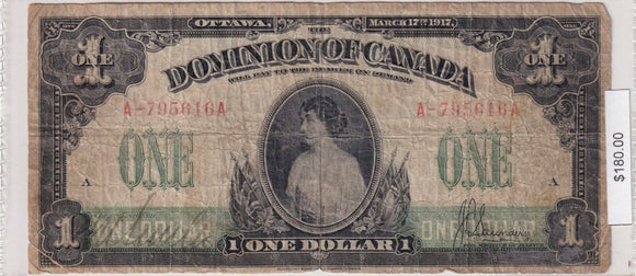 1917 - Canada - 1 Dollar - Saunders - A-75616 A