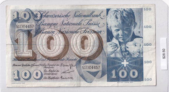 1965 - Switzerland - 100 Franken - 51D04457