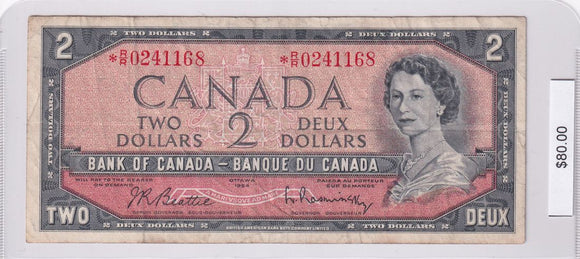 1954 - Canada - 2 Dollars - Beattie / Rasminsky - * R/R 0241168