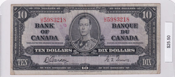 1937 - Canada - 10 Dollars - Gordon / Towers - U/D 5983218