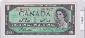 1967 - Canada - 1 Dollar - Beattie / Rasminsky - R/O 0406225