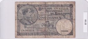 1938 - Belgium - 5 Francs - C16 943224